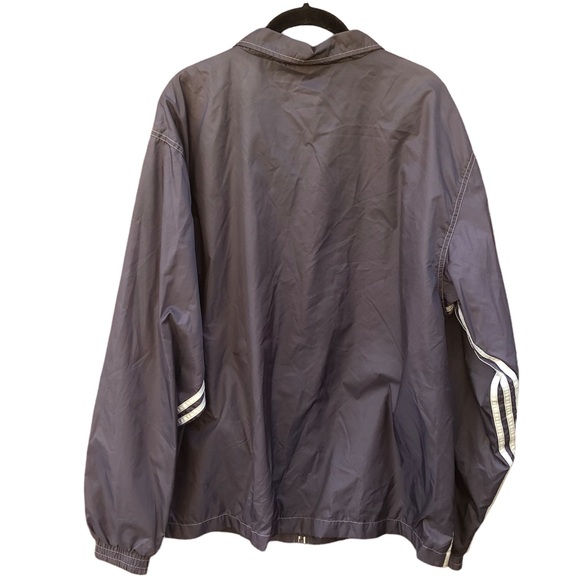 Adidas Large Windbreaker Charcoal Gray Full Zip Up Mesh Y2K Jacket Retro - Picture 4 of 8
